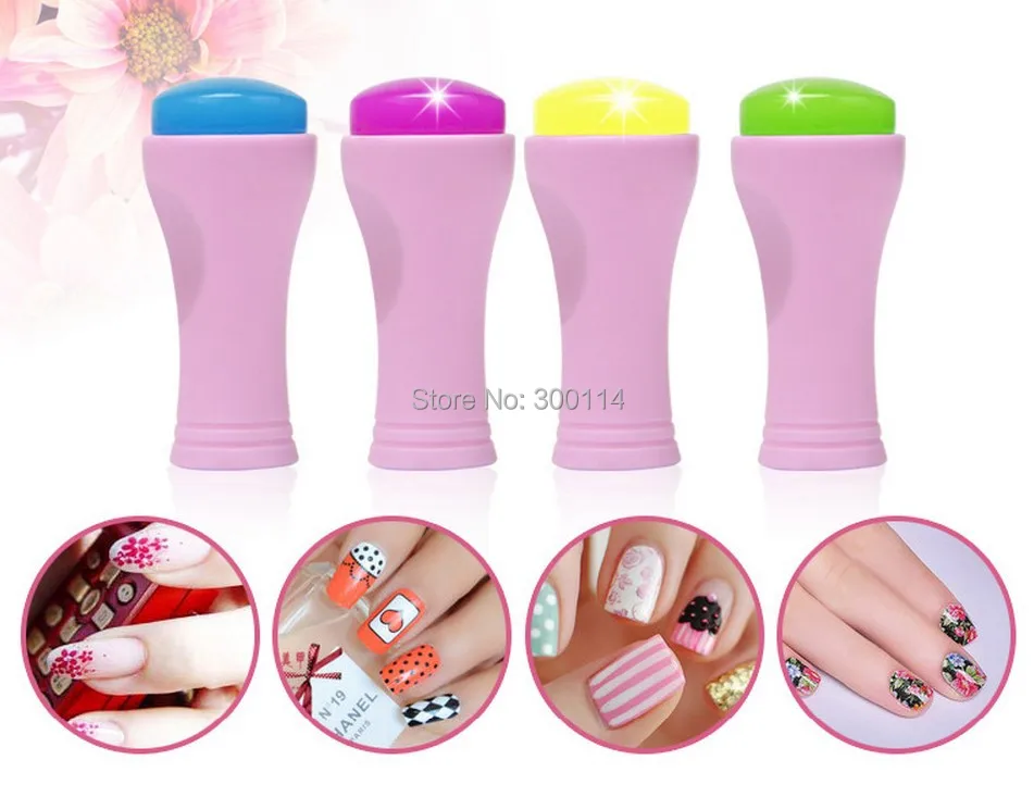 Arte do Unha por Atacado Capa de Silicone Padrão Stamp Impressão Manicure Stamper Fluorescente Geléia Macio Multi - Cores Opcionais 500 Conjuntos 5 Cheap Modelos de unha artística