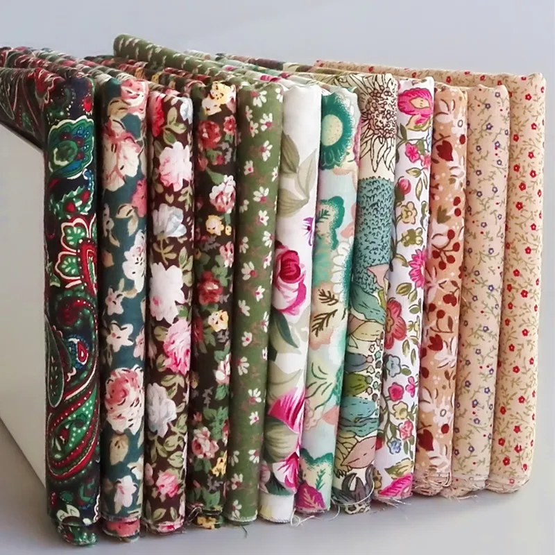 

12pcs 23cm*24cm green romantic print cotton cloth 100% cotton diy patchwork tissue tilda doll cloth craft fabric tecidos