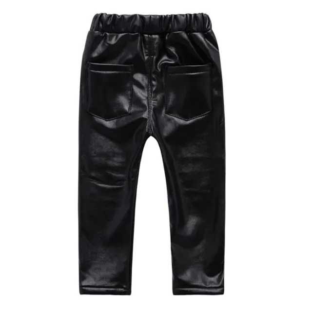 DFXD Children Leather Pants 2017 Fashion Winter Kids Boys Black Thick