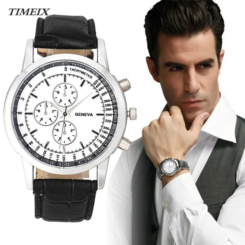 Fashion font b Watch b font font b Men b font Business Design Dial Leather Analog