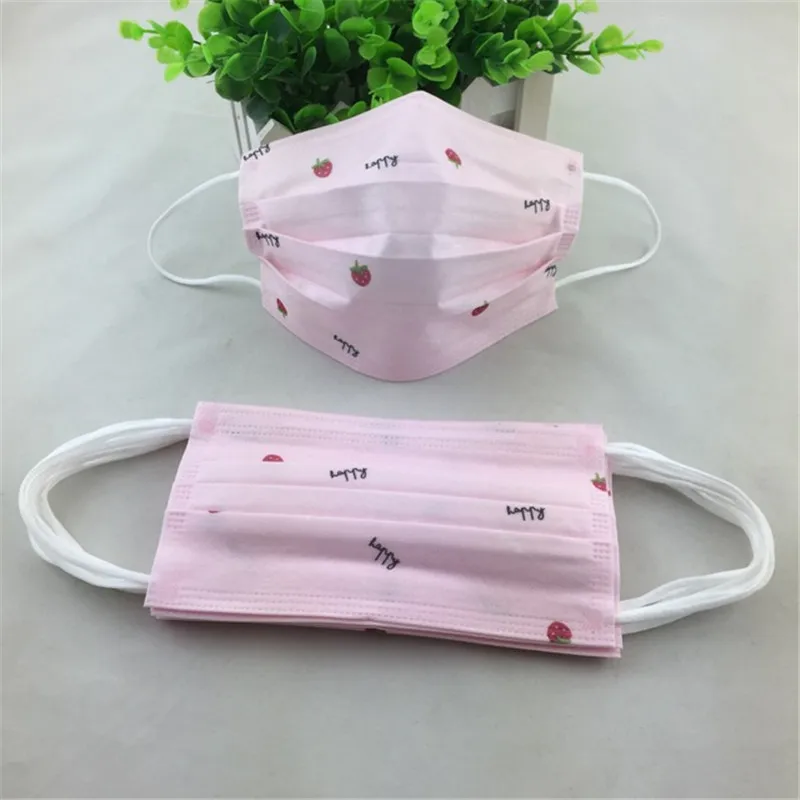 

10PCS Anti-dust Windproof Disposable Mouth Mask Cute Cartoon Non-woven 3 Layers Anti Haze Adult Printed Masks