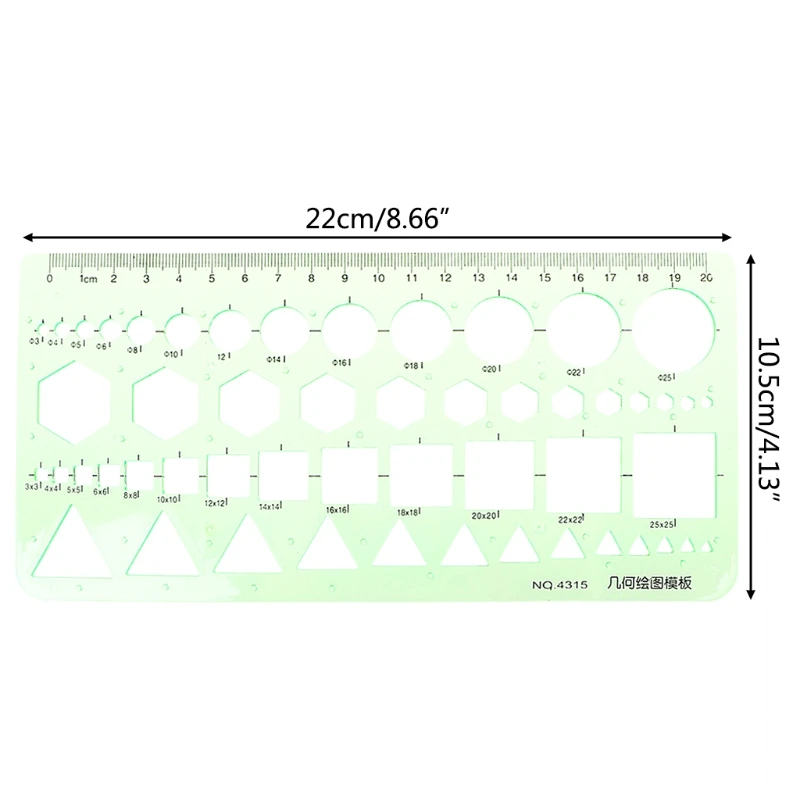 DRAWING STENCILS TEMPLATE WITH CIRCLES, SQUARES HEXAGONS & OVAL SHAPE  STENCIL