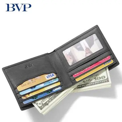 Мужские деловые кошельки из натуральной кожи BVP серый короткий кошелек мужской с