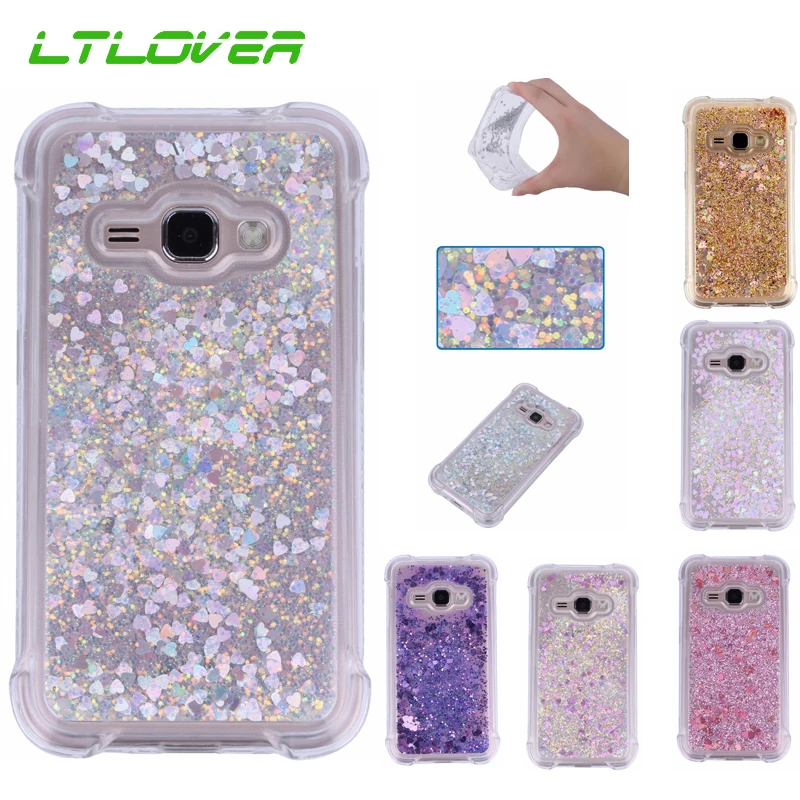 For J1 2016 Case Love Heart Glitter Dynamic Liquid Quicksand Samsung Galaxy J120 J120F Soft Silicone Back Cover |