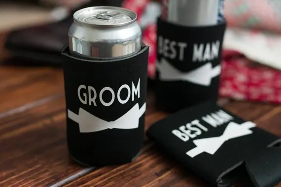 

customize bestman groom wedding Bachelorette Can Drink Coolers , customize bridesmaid maid of honor proposal gifts drink sleeves