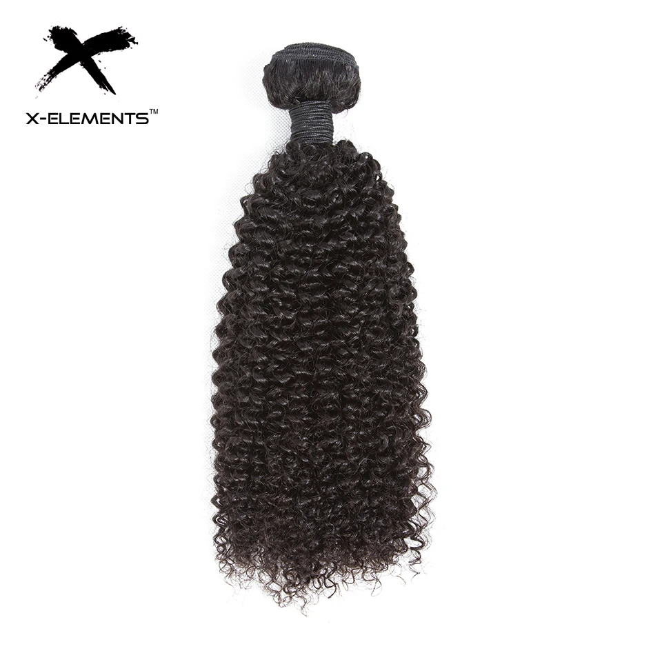 X-Elements Brazilian Kinky Curly Hair Weave Bundles Natural Color Human Extensions Non Remy 1/3/4 Bundle Deals | Шиньоны и парики