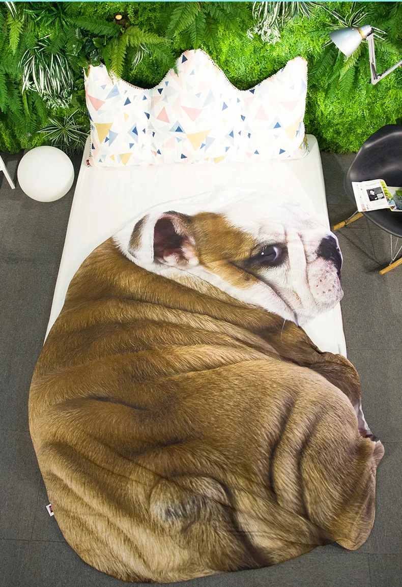 3D мультфильм Мопс кошка летние тонкие одеяло кондиционирования воздуха одеяло моющиеся моделирования овощи Одеяло полиэстер матовый бросить