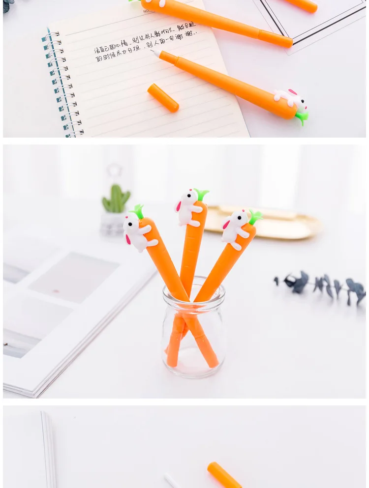 1 шт. корейские канцелярские принадлежности креативная морковка, кролик нейтральная ручка Женская Офисная учебная вывеска проверка ручки ручка для воды Рождество новинка
