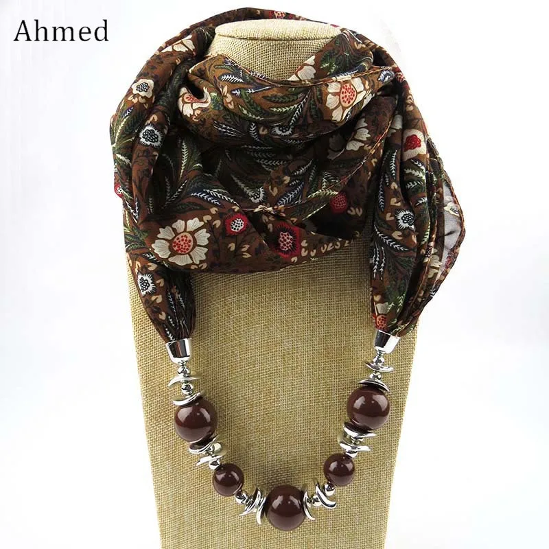 Мусульманские бусы Ahmed цветочный кулон шарф ожерелье для женщин модные шарфы с