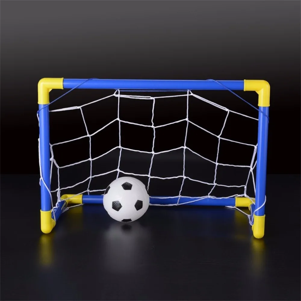 Folding Mini Football Soccer Goal Post Net Set with Pump Kids Sport