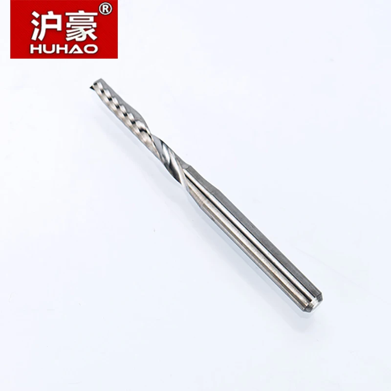 HUHAO 1PC 3.175mm Single Flute Spiral router bits CNC end mill For MDF Tungsten Carbide Milling Cutter tugster steel cnc tools|cnc mill|end
