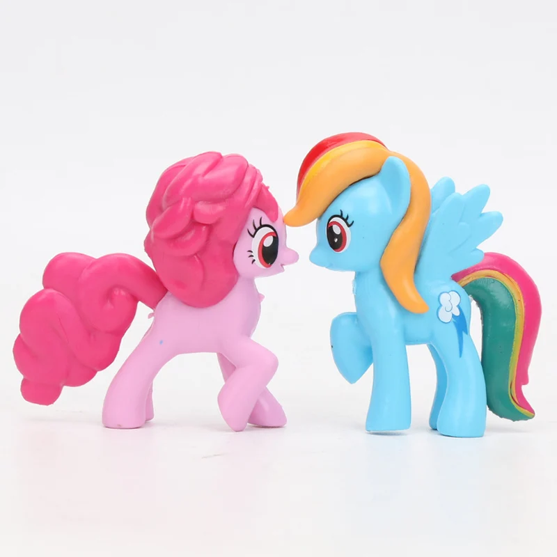 Игрушки My Little Pony, экшен-фигурки из ПВХ, мини-фигурки — пони Радуга Дэш, Сумеречная Искорка, Эпплджек, дракончик Спайк, 12 шт./набор