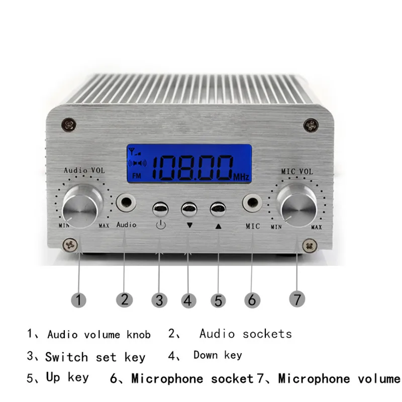 Стерео аудио PLL NIO-T6B Вт 6 Вт Серебряный цвет Transmissor de FM PLL