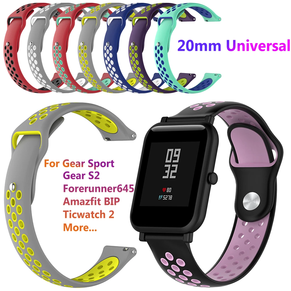 Новый 20 мм силиконовый браслет ремешок для Amazfit Bip Samsung Gear Sport S2 часов высокого
