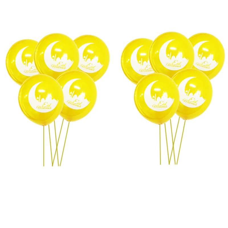

12pcs Gold EID Mubarak Balloons Silver Ramadan Mubarak EID Decoration Latex Balloons for Islamic Muslim Festival Decor