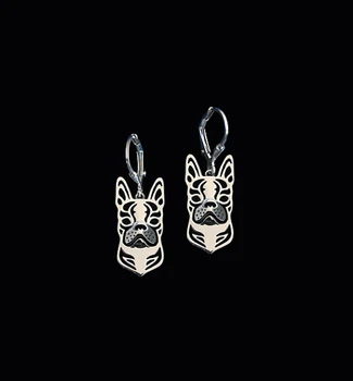 

Fashion Style Handmade Cartoon Alloy Boston Terrier Stud Earring golden color plated mini dog Earing jewelry 12pair/lot