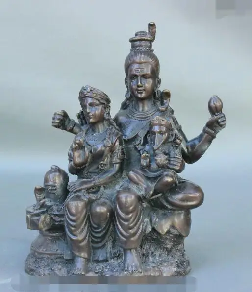 

S06907 8" Tibet Buddhism Bronze India Mother Ganesh Lord Ganesha Elephant Buddha Statue