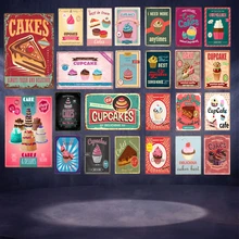 Винтажные металлические знаки вкусные украшения для кексов магазин сладких тортов домашний кухонный Настенный декор оловянный художественный плакат подарок на день рождения YD013