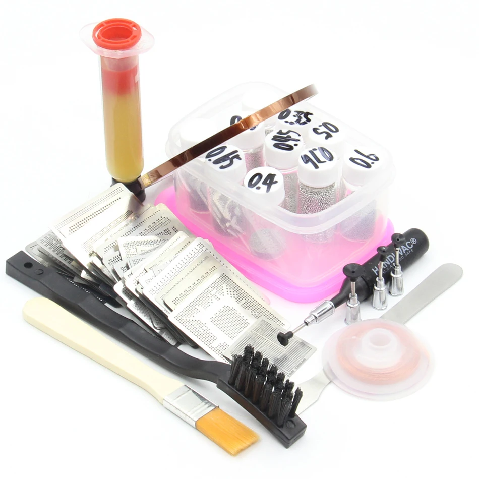 110pcs BGA Reballing Directly Heat Stencils Solder Paste Balls Station BGA Reballing kit For SMT