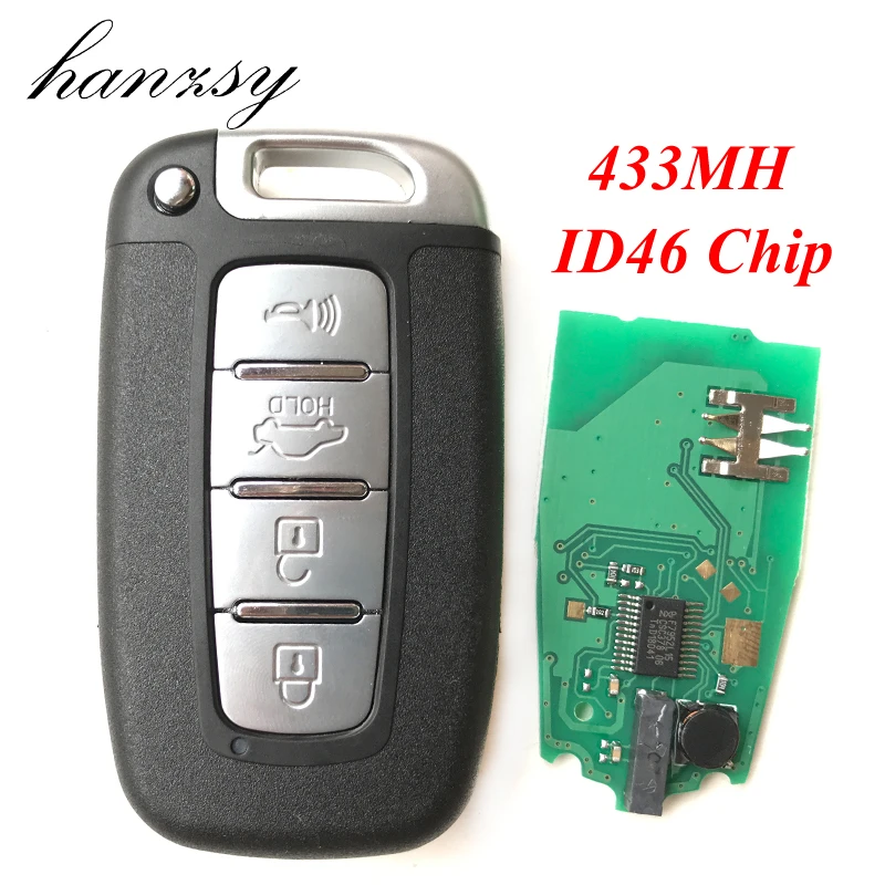 Car 4-Buttons Remote Key Fob with ID 46 Chip for Hyundai Kia