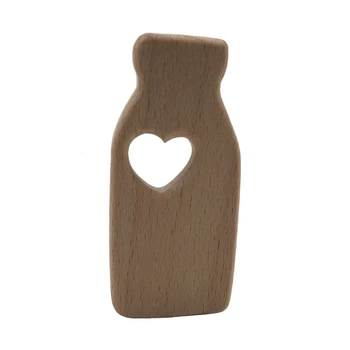 

1 Pc Baby Teether Milk Bottle Shape Teething Nursing Natural Wooden Toys Organic Safe For Baby
