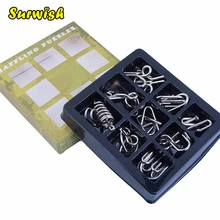 5 уровней сложности 9 шт./компл. металлической проволоки Головоломки Логические Классическая интеллектуальная игрушка