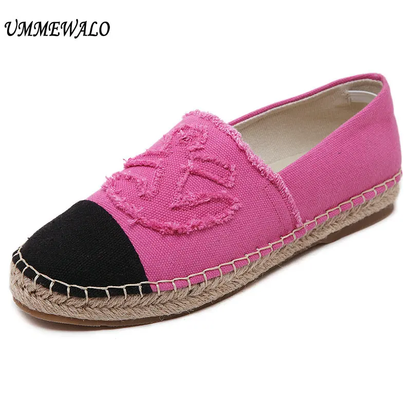 Vente UMMEWALO chaussures en toile femmes sans lacet Espadrilles femme confortable bout rond mocassins appartements dames décontracté