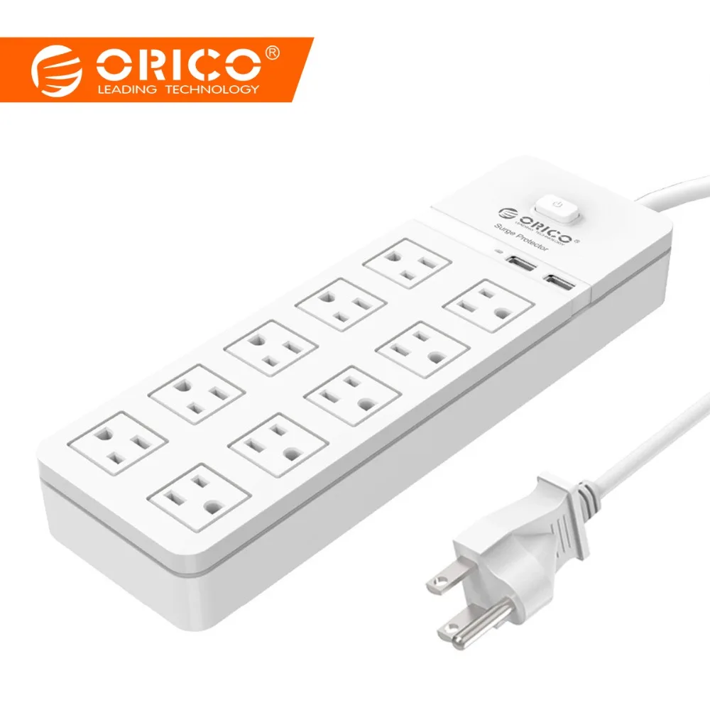Pаспродажа ORICO SPT USB Защита от всплесков напряжения Мощность Розетка с USB Мощность полосы IC для дома и офиса 4 6 8 10 Порты гнездо переменного тока