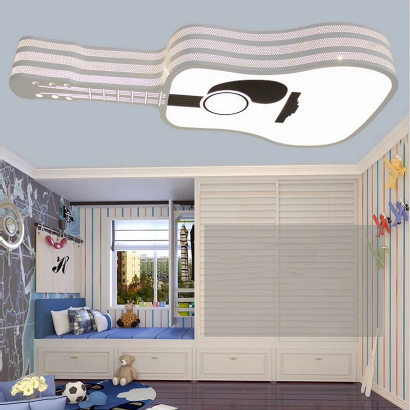 

New Creative Guitar LED Iron Acrylic Ceiling Light Modern Fashion Cartoon Light for Kids Room Bedroom Princess Room Lamp AC220V