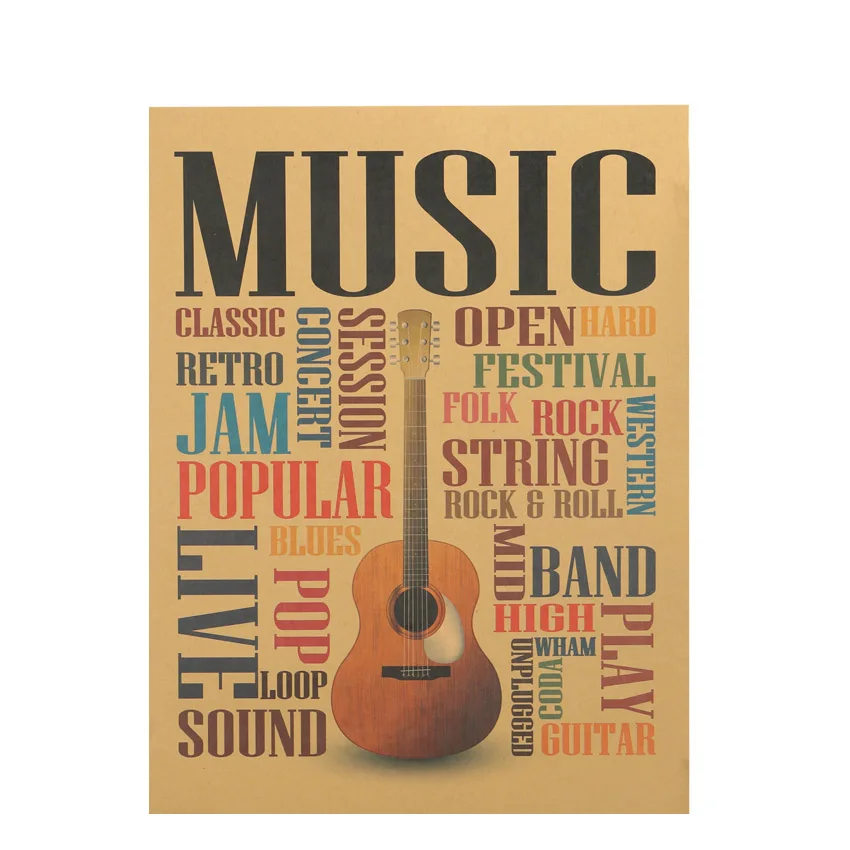 TIE LER Music Guitar B Models Poster Home Decor Modern Rock Wall Sticker for Bedroom Wall Poster 47X36cm
