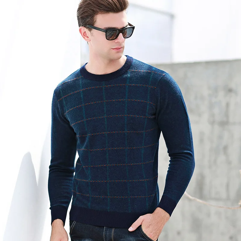 high quality 100% Pure Wool Jacquard Jacket Sweater Winter Autumn Men ...