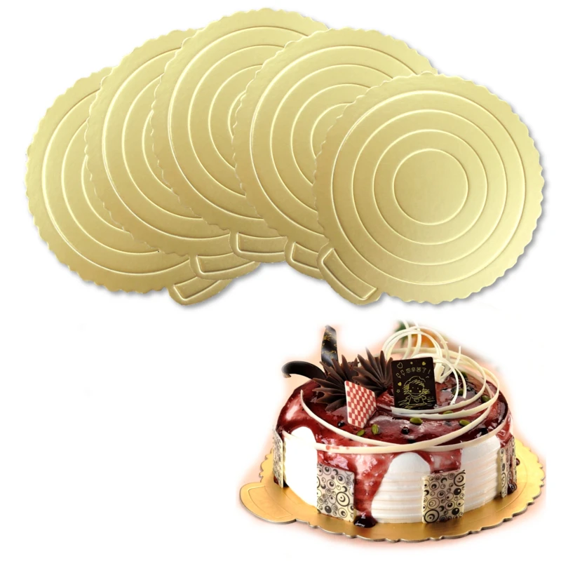 10 Inches Diameter Gold Round Cake Boards Paper Cupcake Dessert Displays Tray Wedding Birthday Cake Pastry Decorative Tools