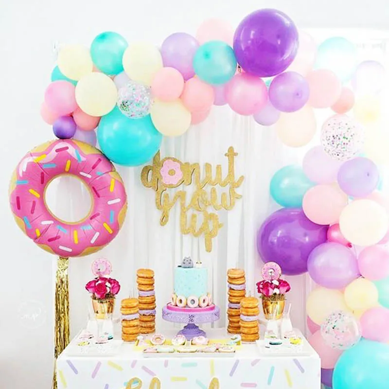 Donut Party Donut Wall Wedding Party Decoration Disposable Tableware Set Ice Cream Party Balloons Kids 1st Birthday Decorations