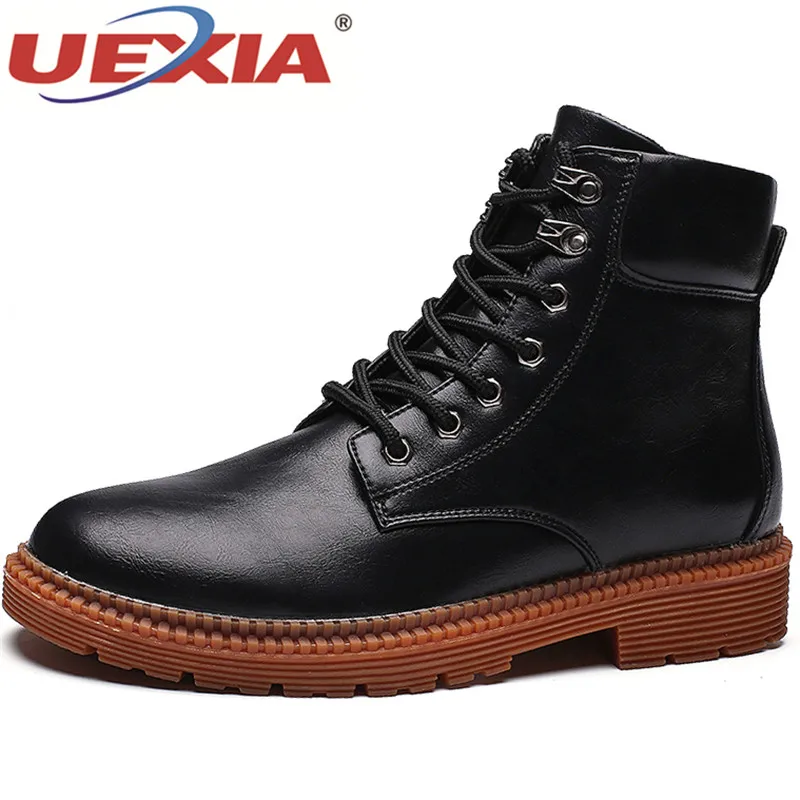 

UEXIA New Ankle Boot Men's Snow Shoe Work Breathable Male Leather Men Boots Spring Autumn Winter Man Shoes Flats Outdoor Walking