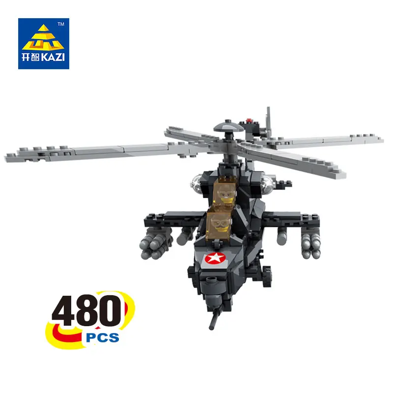 

KAZI Military Helicopter Compatible Blocks 480pcs Building Blocks Sets Playmobil 3D DIY Education Bricks Toys For Kids