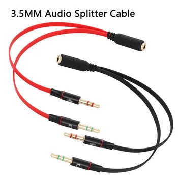 

3.5mm For PC Notebook Laptop 2in1 Stereo Audio Male to 2 Female Headphone Microphone Y Splitter Audio Cable Cord Wire Adapter