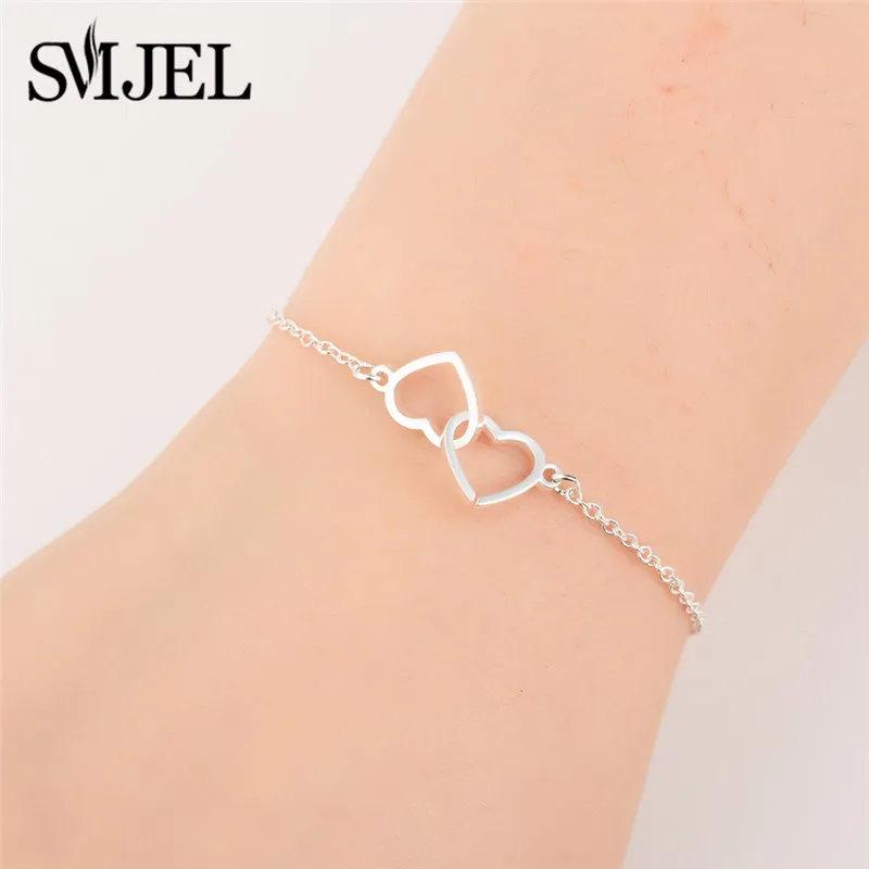 Браслеты SMJEL из нержавеющей стали женские Роскошные браслеты-шармы с сердцем и