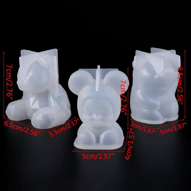 Силиконовые формы зеркало 3D пресс-формы "сделай сам" для изготовления ювелирных изделий украшения торта Fondant(сахарная) эпоксидной Изделия из смолы со Свинкой для малышей, с милым медведем Цепочки и ожерелья с подвесками