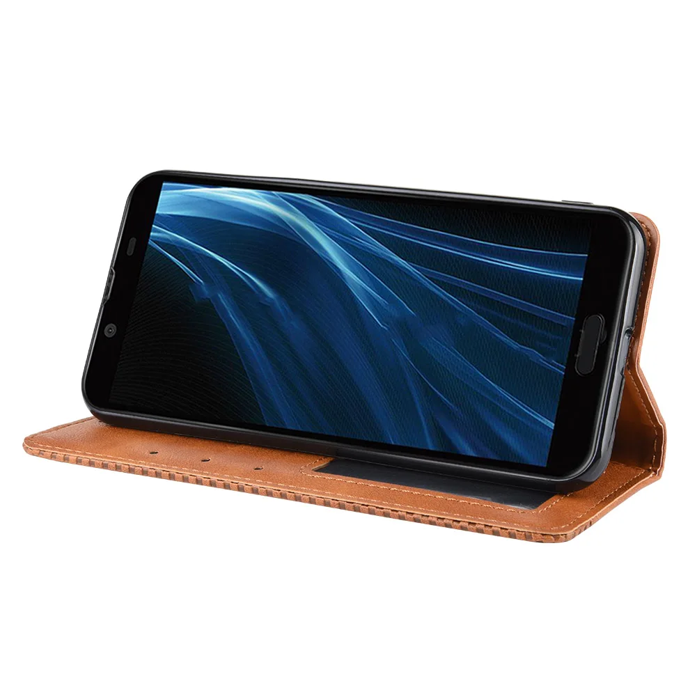 Magnetic Vintage Premium Leather Case Coque For Sharp Aquos Sense 2 SH-M08 SHV43 Case 5.5 inch Flip Frivolous Anti Fall Cover