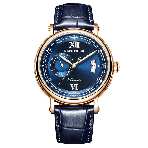 Новые Риф Тигр/РТ мужские роскошные модельные часы дизайн креативные часы розовое золото Miyota механические часы кожаный ремешок RGA1617-2 - Цвет: RGA1617-2-PLL