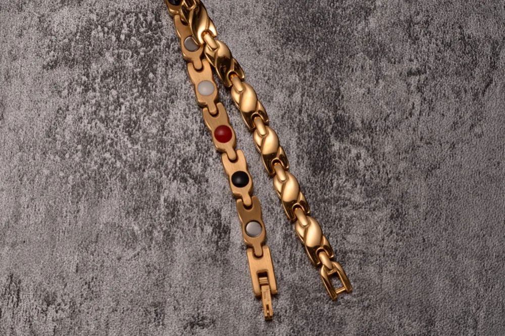 Vinterly Магнитный женский браслет цепочка золотой цвет крест нержавеющая сталь здоровая Энергия Магнитные браслеты для женщин