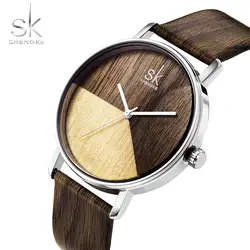 SHENGKE Моды Древесины Смотреть Творческий уникальные деревянные часы Для женщин часы лучший бренд наручные Для мужчин часы Relogio Reloj коль Saati