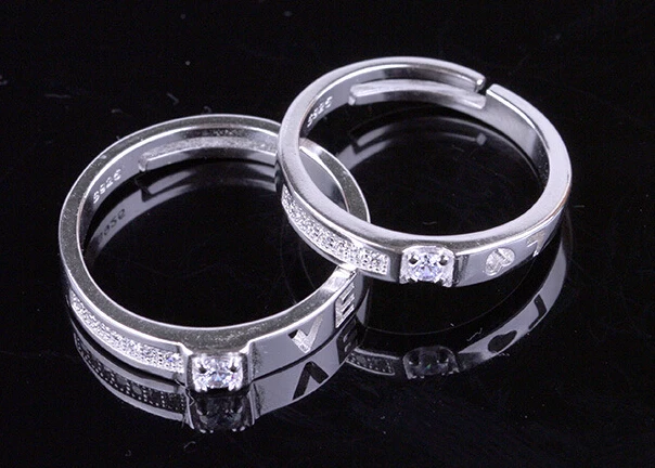 1set =2pcs New CZ Wedding Rings for women Men Silver-color Jewelry Couples Engagement Ring Free Shipping