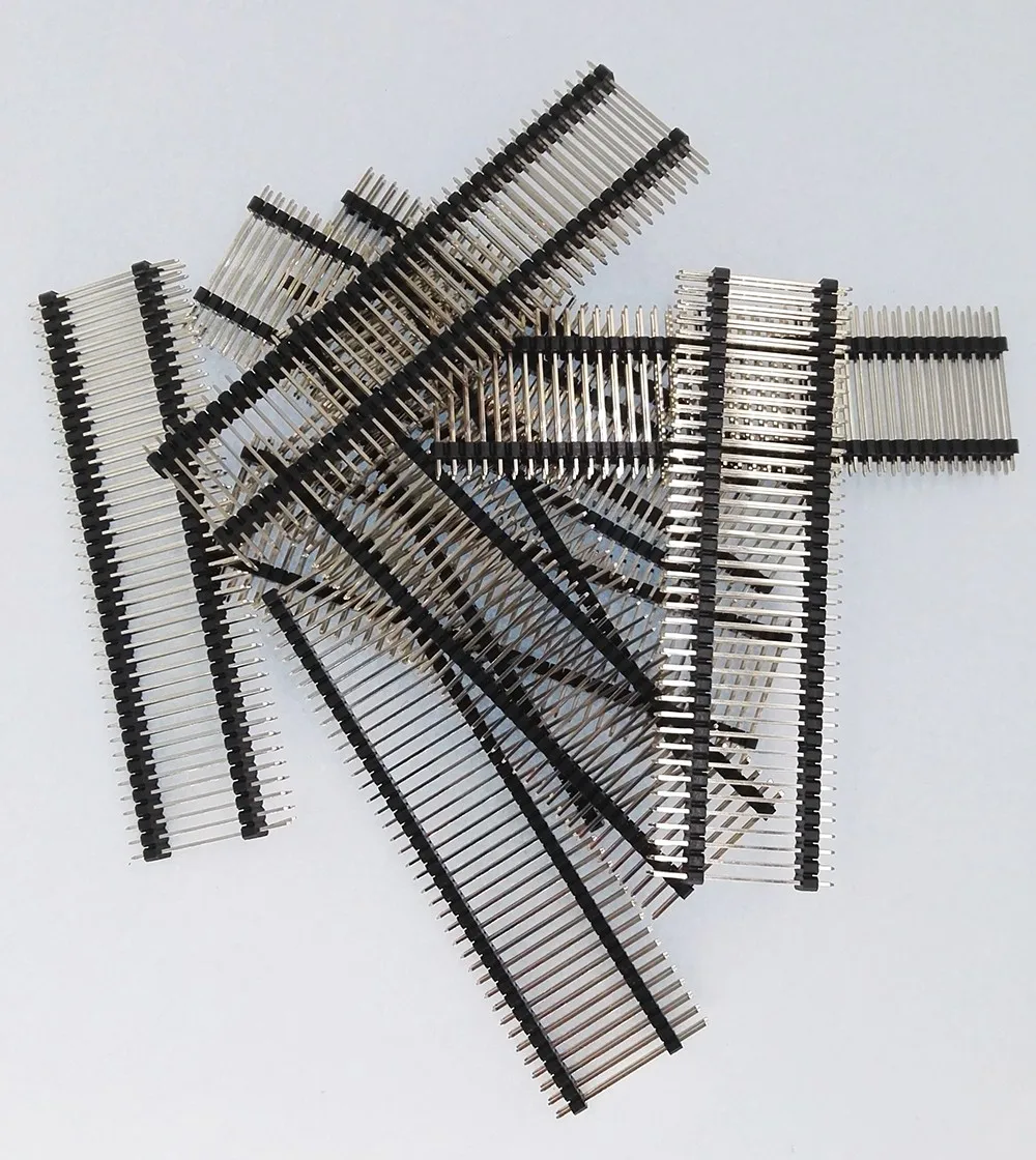 

100Pcs 2.54mm Pin Header Straight 2X40p L15/17/19/21/23/25/27/30.3/35/40mm Board spacer Dual row dual plastic Gold-plated Rohs