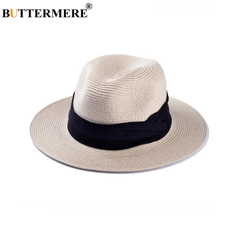 BUTTERMERE соломенная шляпа женская панама мужская летняя шляпа от солнца пляжная Повседневная шляпа с широкими полями бежевая Гавайская брендовая Кепка