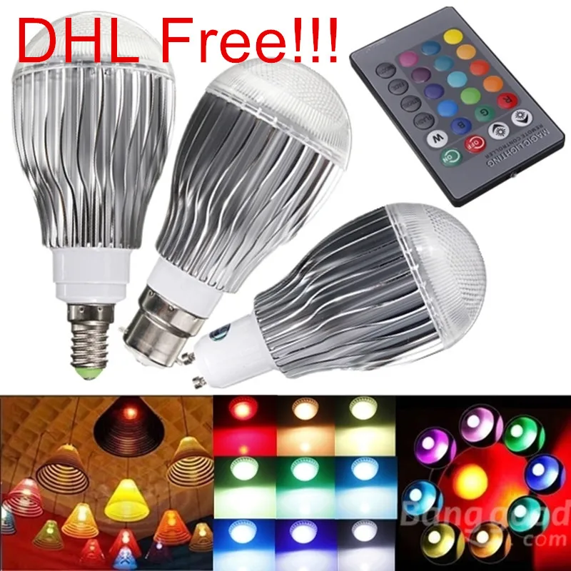 Sale DHL Free!!! GU10/E14/B22 9W 15W RGB LED Bulb 16 Color Changeable RGB LED Lamp with IR remote control+24keys AC85-265V 0 Sale DHL Free!!! GU10/E14/B22 9W 15W RGB LED Bulb 16 Color Changeable RGB LED Lamp with IR remote control+24keys AC85-265V 0