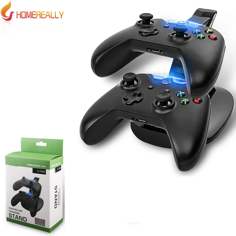 

HOMEREALLY Classic Black USB Dual Charging Adapter Stand Dock Station Holder For STAND Xbox One X-One Game Controller Console PC