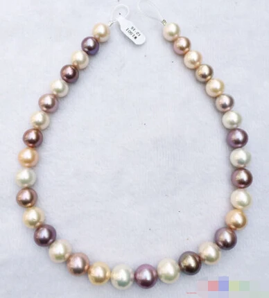 

Free shipping@@@@@ AAAAA++ 100% natural 17" 14mm round white pink lavender Edison pearl necklace 14
