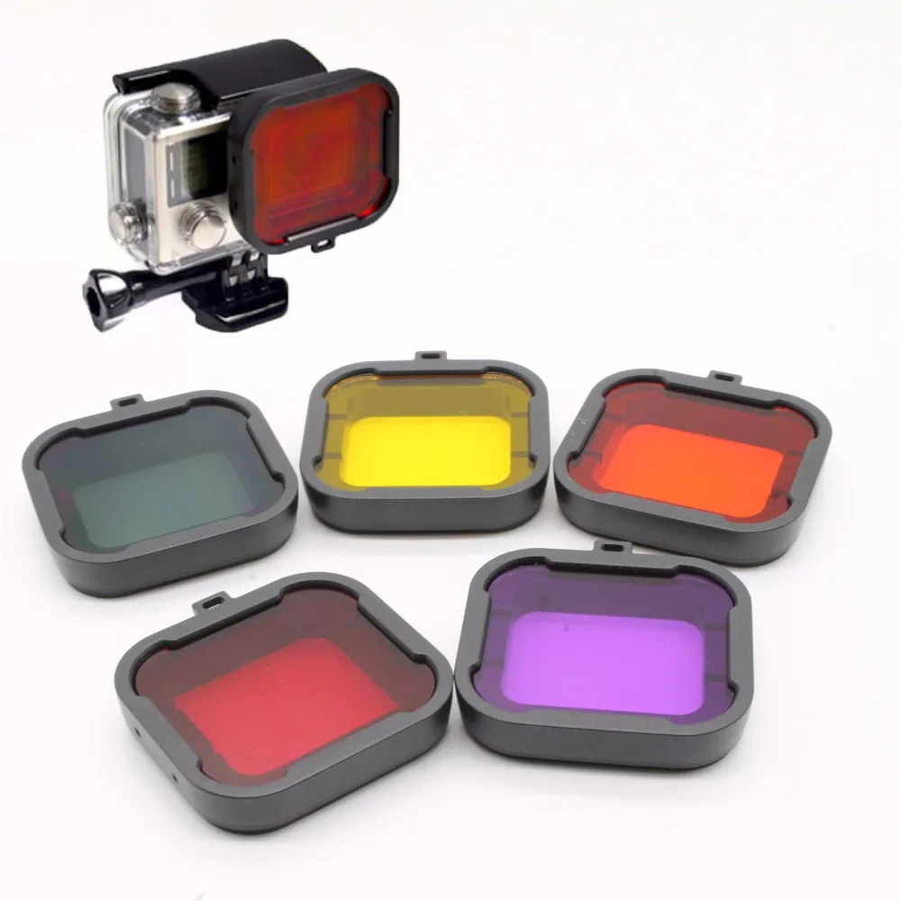 Gopro Accessories Dive Filter Orange Yellow Red Purple Grey 5 pcs lot Underwater Diving Lens Filtro