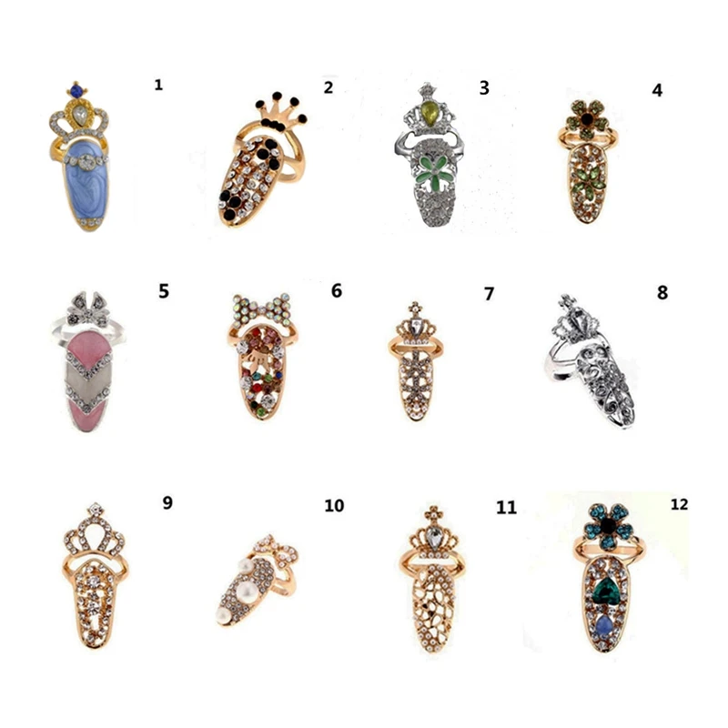 

Mtssii 1pc Shiny Nail Art Finger Ring Crown Crystal Finger Rhinestone Ring Nail Jewelry Fake Nails Art Decoration Special Gift